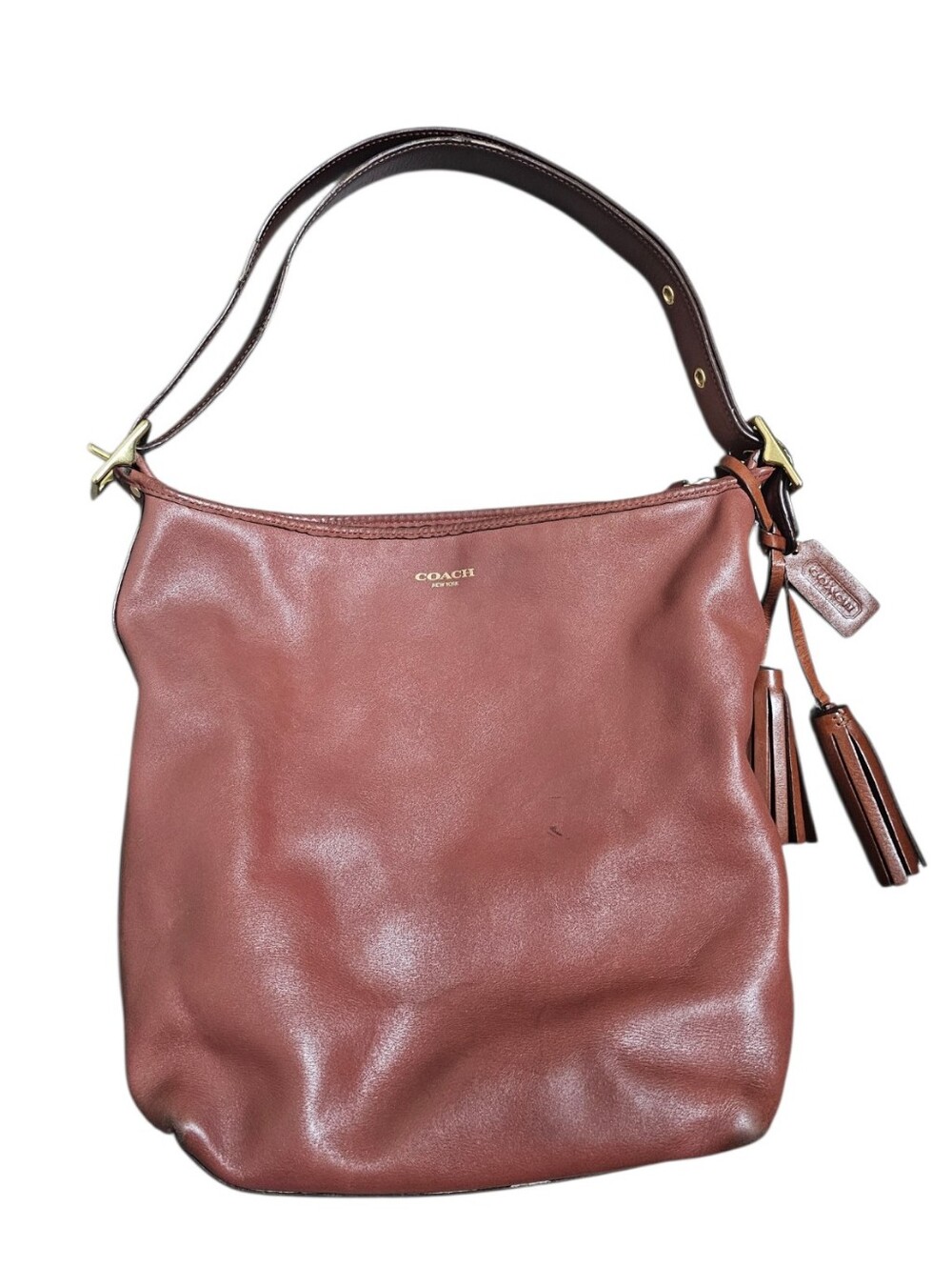 COACH Legacy Tassel Duffle 19889 Leather Brown Shoulder/Crossbody Bag